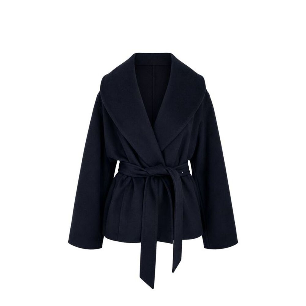 Max Mara Blue Virgin Wool Full-Length Women's Jacket